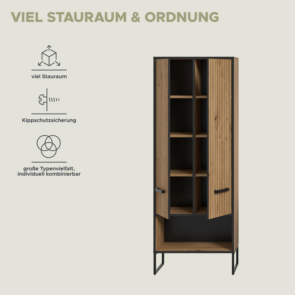 HOCHSCHRANK breit BAGNO (B/H/T: ca. 59/159/32 cm) in Artisan Oak Nachbildung/Artisan Oak Nachbildung - Eiche Artisan, Holzwerkstoff (59/159/32cm)