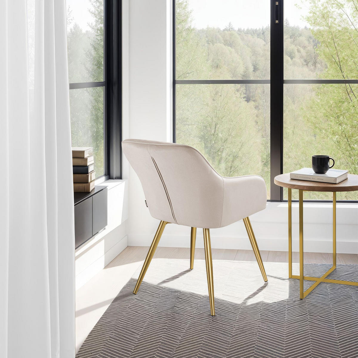 ESSZIMMERSTUHL Marilyn,58 x 62 x 82 cm,taupe/gold - Taupe/Goldfarben, Textil (58/82/62cm) - tectake