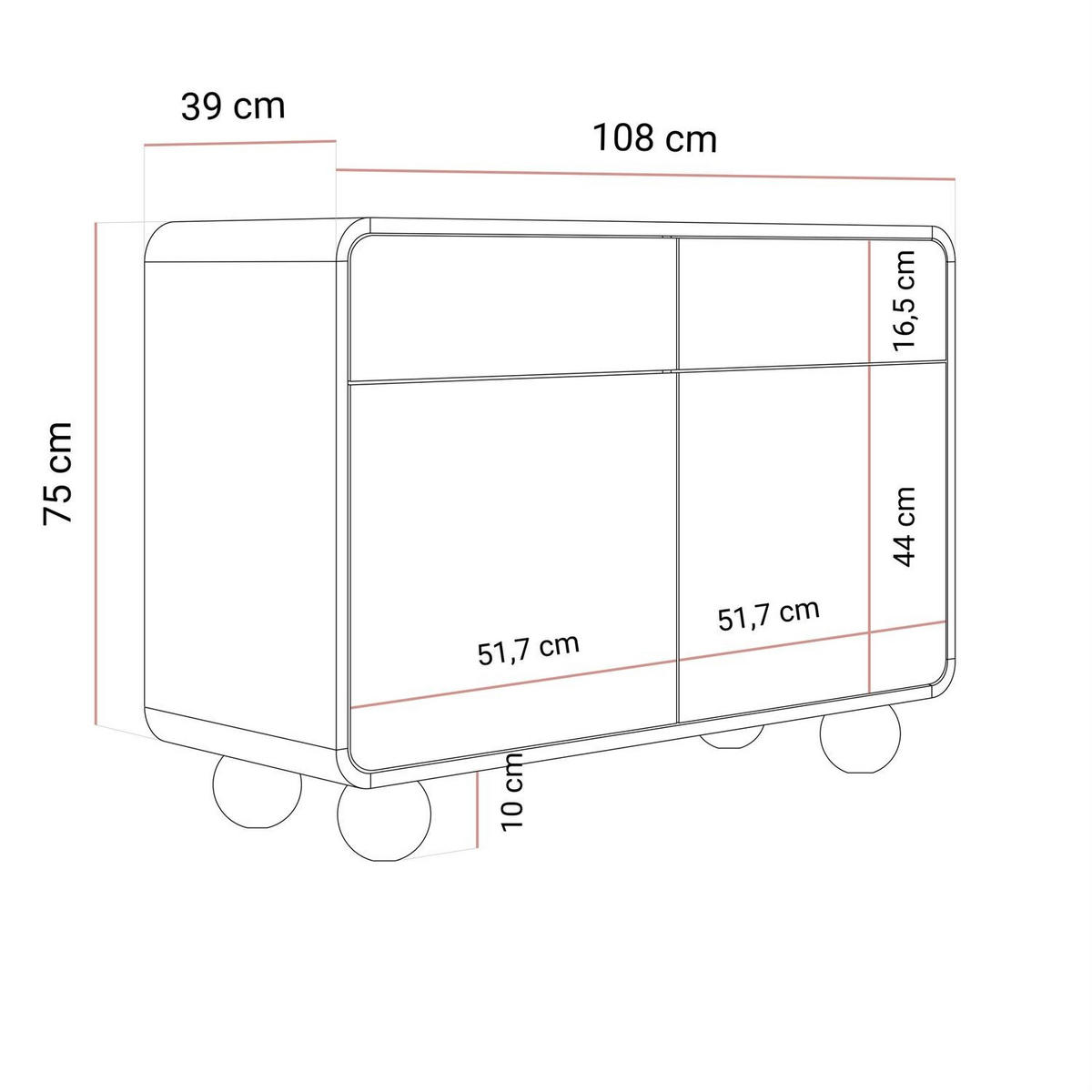KOMMODE OLIVIO KSZ108 Kaschmir - Kaschmir, Holzwerkstoff (108/75/39cm) - Lookway