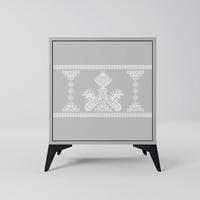 SIDEBOARD THAI GRAY, Grau, 57,5x42x70,5 cm, Schwarze Metall-Sternfüße - Multicolor/Schwarz, Holzwerkstoff/Metall (57.5/70.5/42cm) - SpaceRebels