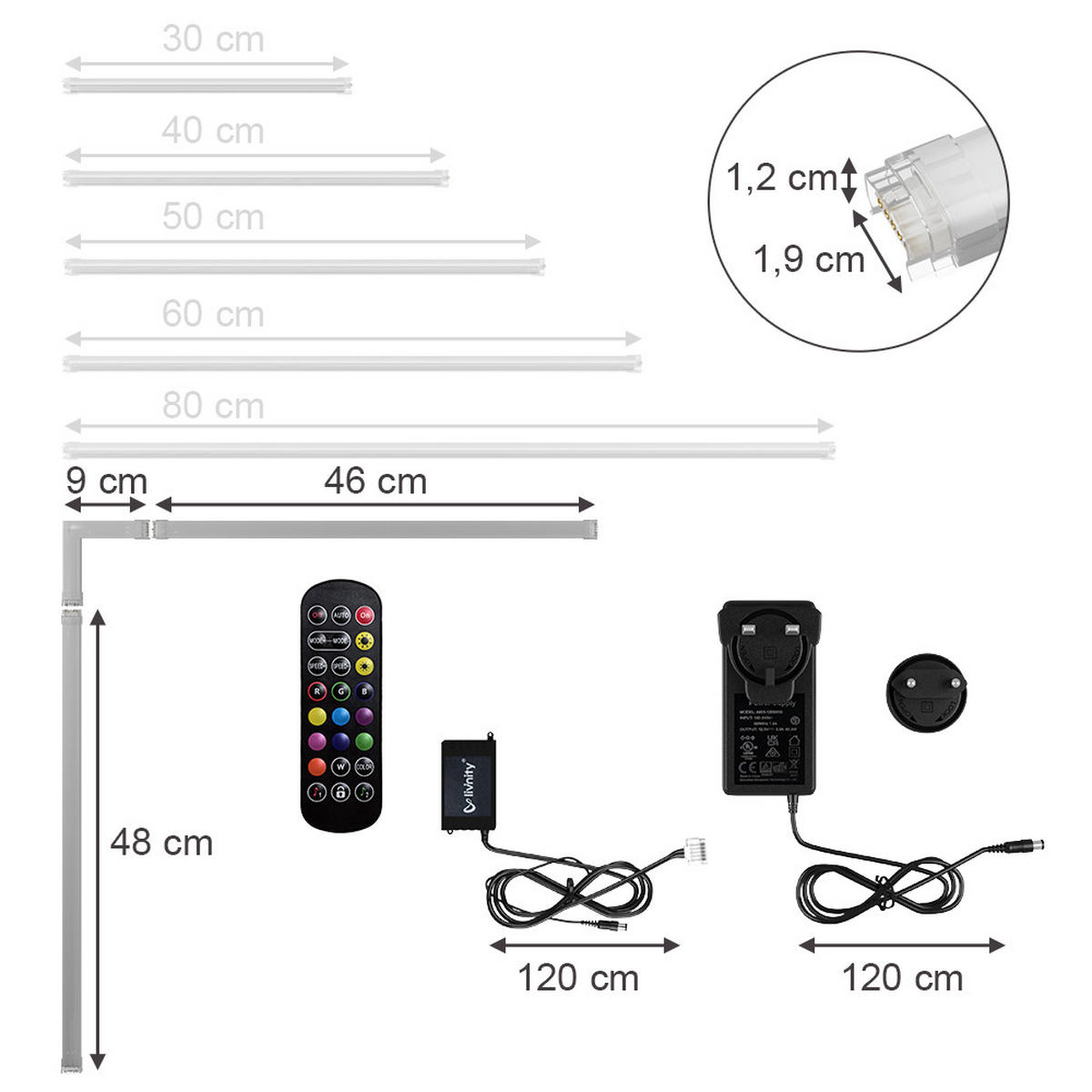 LED-PÁSEK Bílá - bílá, kov (57/55/1.5cm) - Vicco