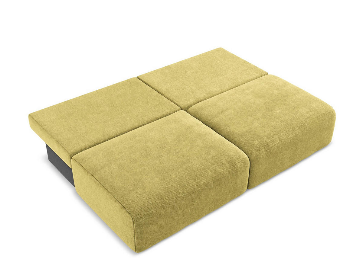 3-SITZER SOFA mit Schlaffunktion Chenille Stoff Grün - Limette/Schwarz, Kunststoff/Textil (216/79/102cm) - Makamii