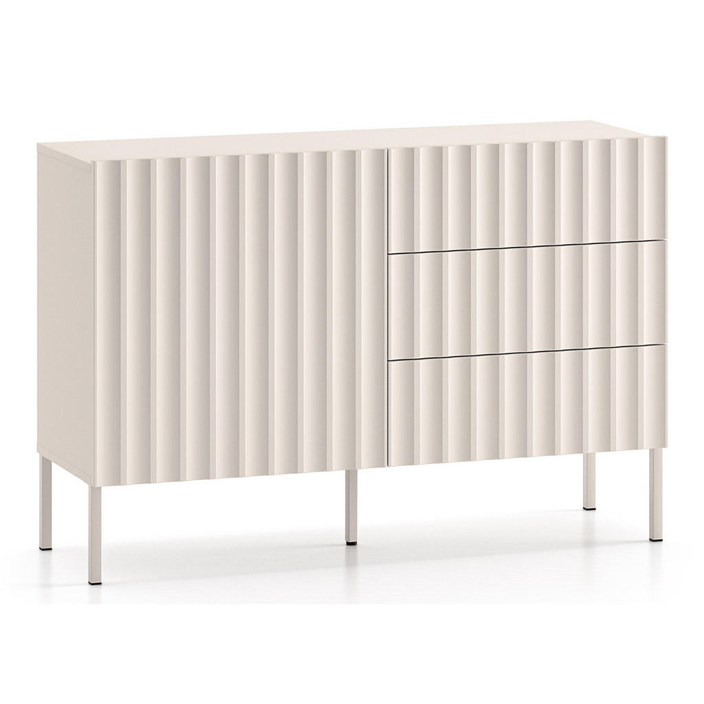 Thumbnail - Selsey Sideboard, Ecru, Holzwerkstoff, 1 Fächer, 3 Schubladen, Rechteckig, 113.1x76.7x37.2 cm, Wohnzimmer, Kommoden & Si...