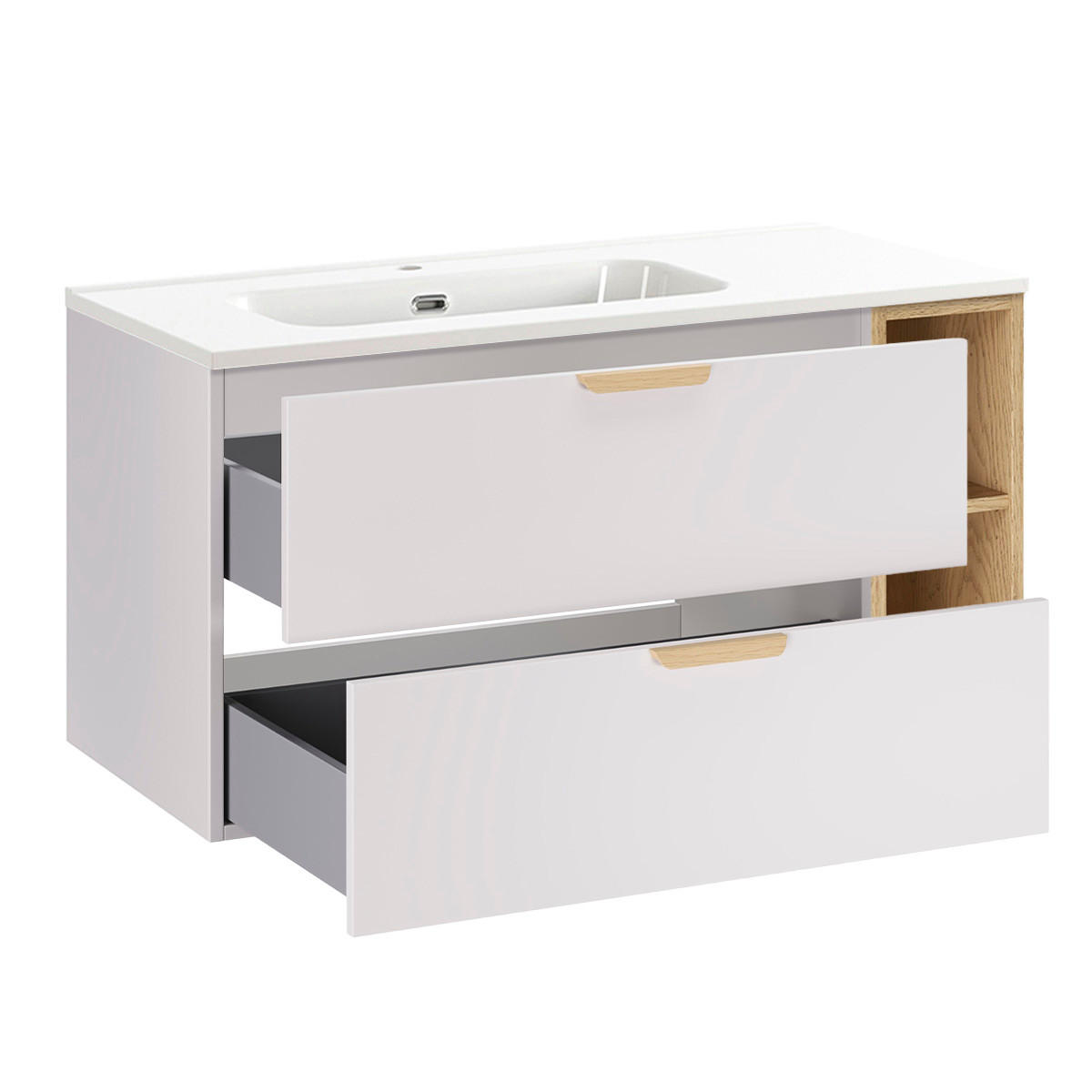 BADMÖBEL 101cm Oria 2er-Set Weiß - Weiß, Holzwerkstoff (101/50/46cm) - Petits-meubles