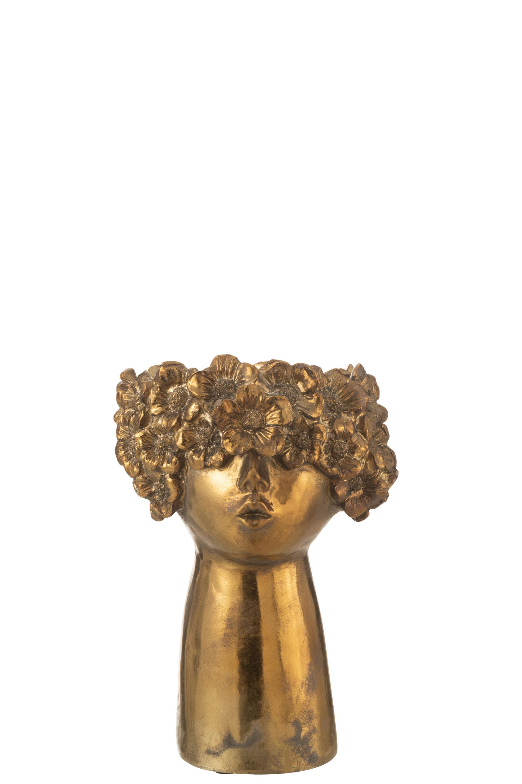 BLUMENTOPF NEBU KOPF - Polyresin - Gold - S - Ø 16,5 cm - Goldfarben, Glas/Naturmaterialien (16.5/27.5cm) - J-Line