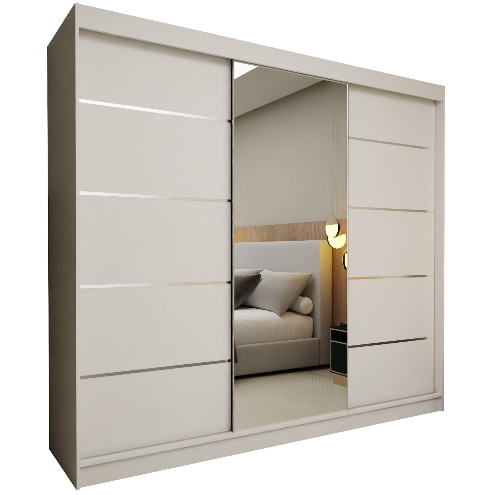 Margaret Hadas24 Schwebetürenschrank Weiß 240x216x61 cm