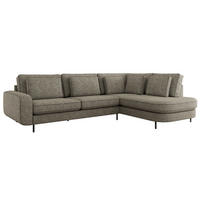 ROHOVÁ SEDAČKA CALENO L - Šedá Strukturovaná látka - Levá Strana - šedá/černá, kov/textil (317/225cm) - MKS