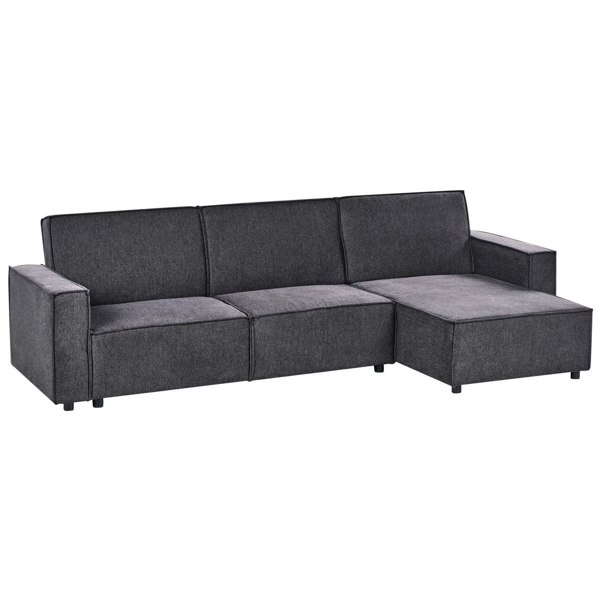 ECKSCHLAFSOFA 3-Sitzer Stoff Graphitgrau linksseitig Romedal Ii - Graphitfarben, Textil (290/173cm) - Beliani