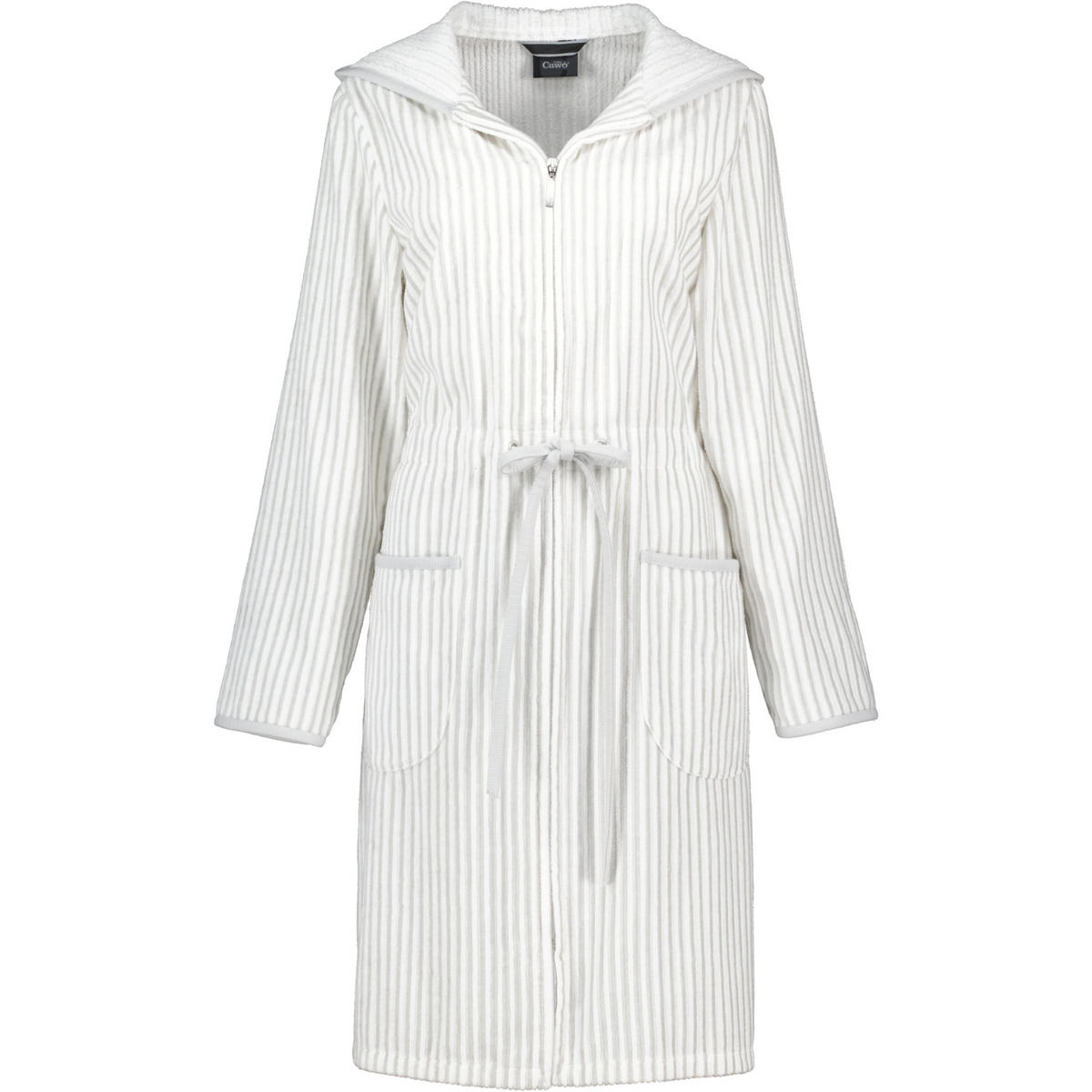 BADEMANTEL DAMEN REISSVERSCHLUSS 6416 WEISS-SILBER - 76 - Weiß, Textil (Mnull) - Cawoe