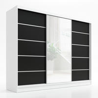 SCHWEBETÜRENSCHRANK 200 cm AURELIA 1 Farbe: Weiß, Schwarz - Schwarz/Weiß, Holzwerkstoff (200/215/60cm) - A&J MöbelLand