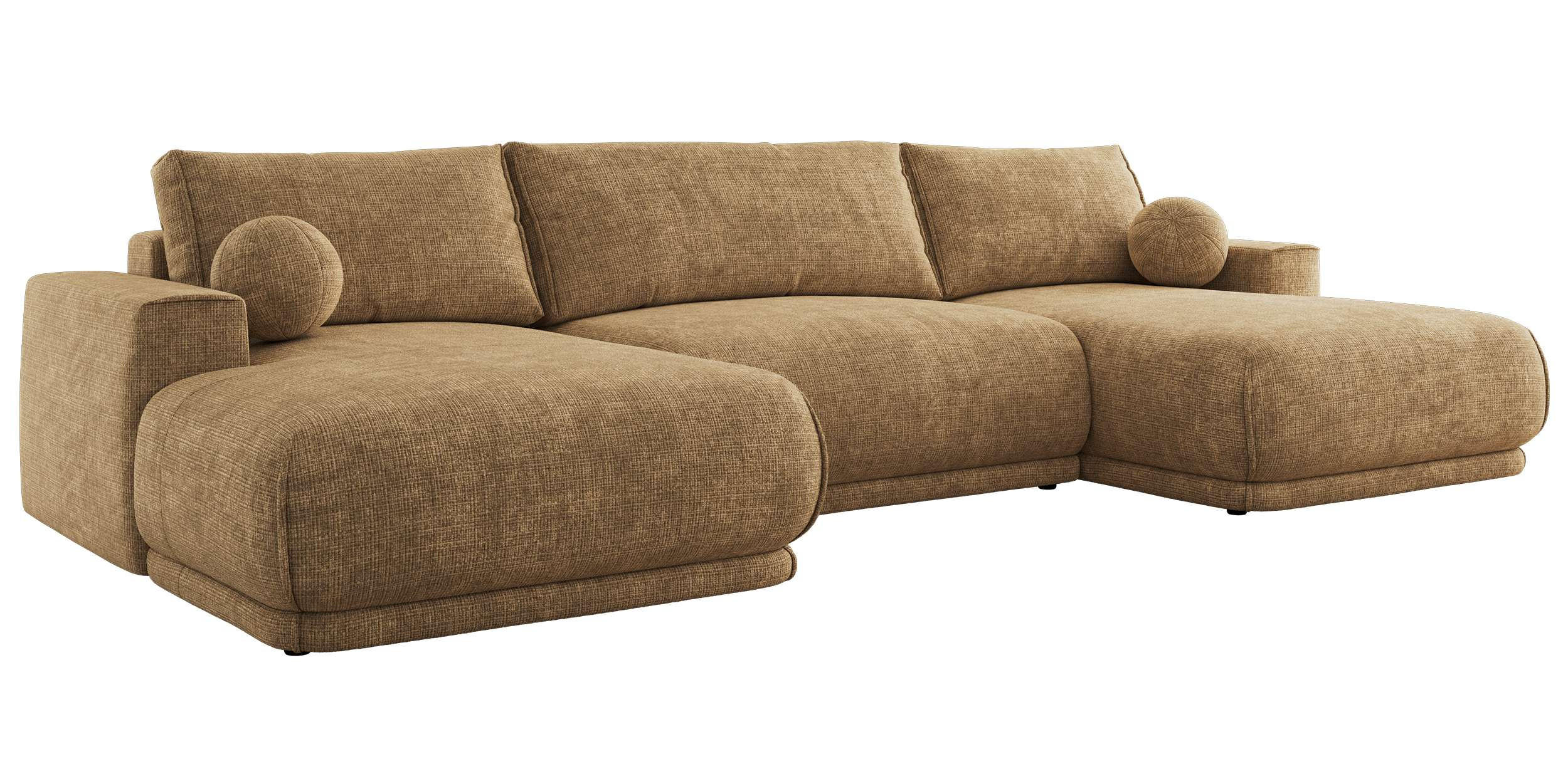 SEDACIA SÚPRAVA RINA U Svetlohnedá Hrubo tkaná ženilka - svetlohnedá/čierna, textil/plast (360/85/170cm) - MKS