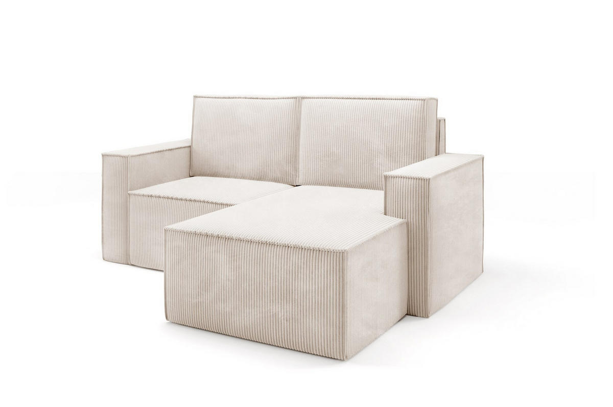 ECKSOFA Orto Beige, Zweisitzer Kordecksofa linke seite - Beige, Holzwerkstoff/Textil (180/141cm) - Bettso