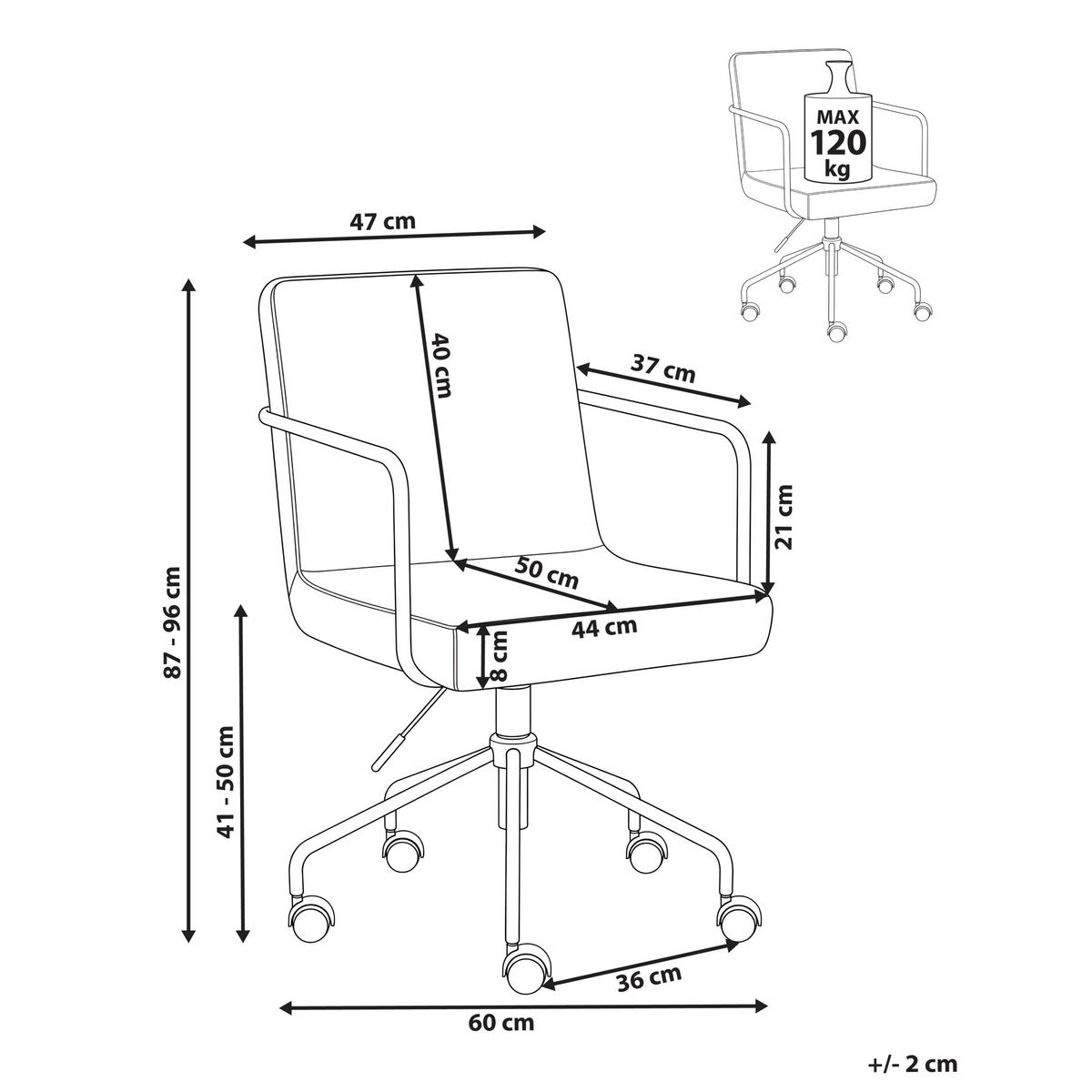 BÜROSTUHL Cord Cremeweiß Trinity - Weiß, Textil (60/87/60cm) - Beliani