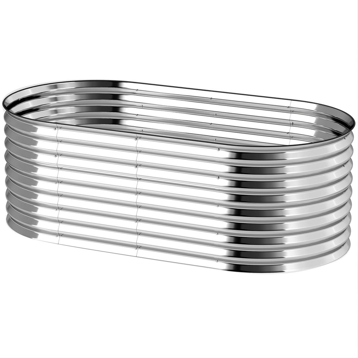 HOCHBEET DE-12272 modular, oval, 160/80/56 cm Silber - Silberfarben, Metall (160/56/80cm) - ComfortXL