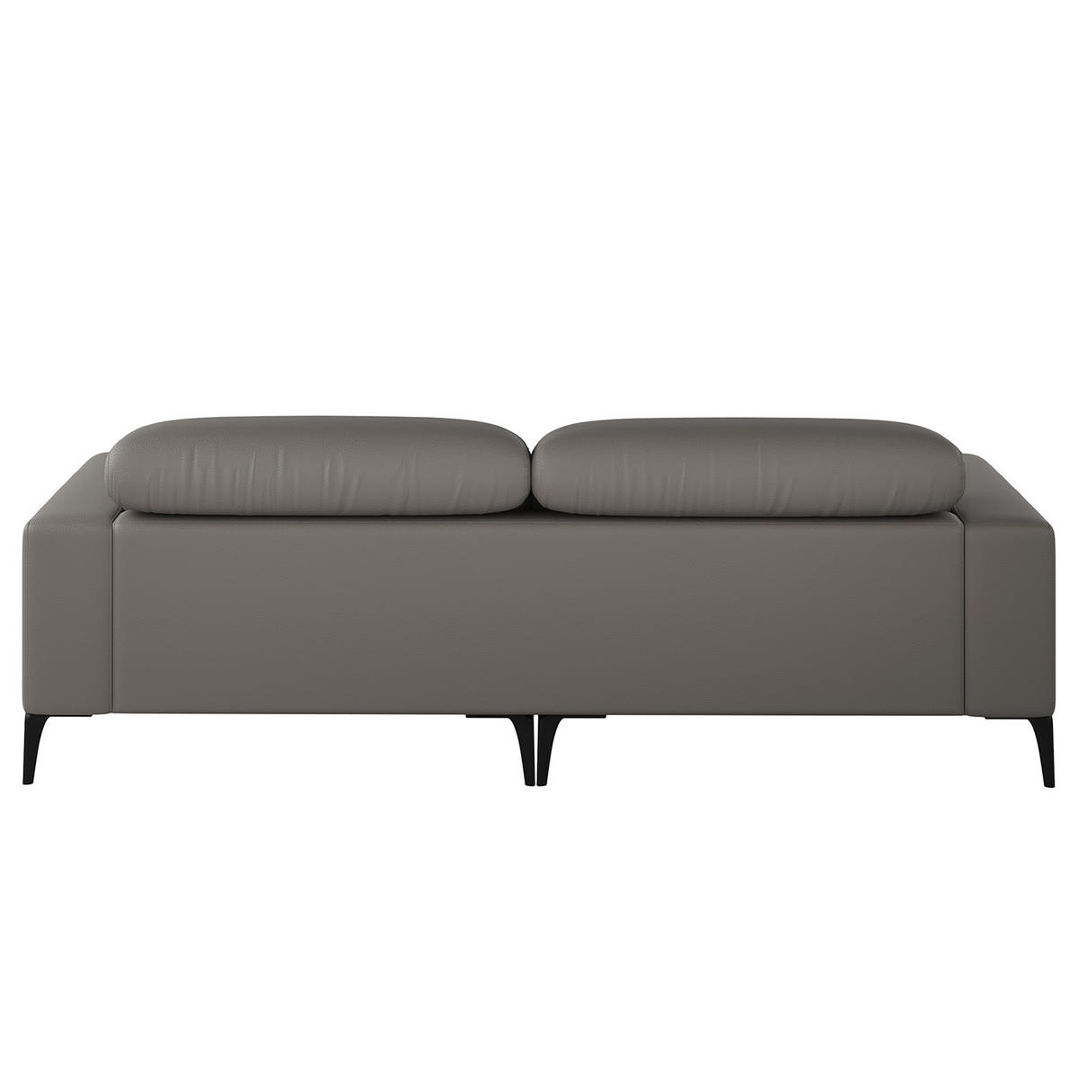 1,5-SITZER ECKSOFA mit Longchair - Schwarz/Grau, Leder/Metall (232/180cm) - home24