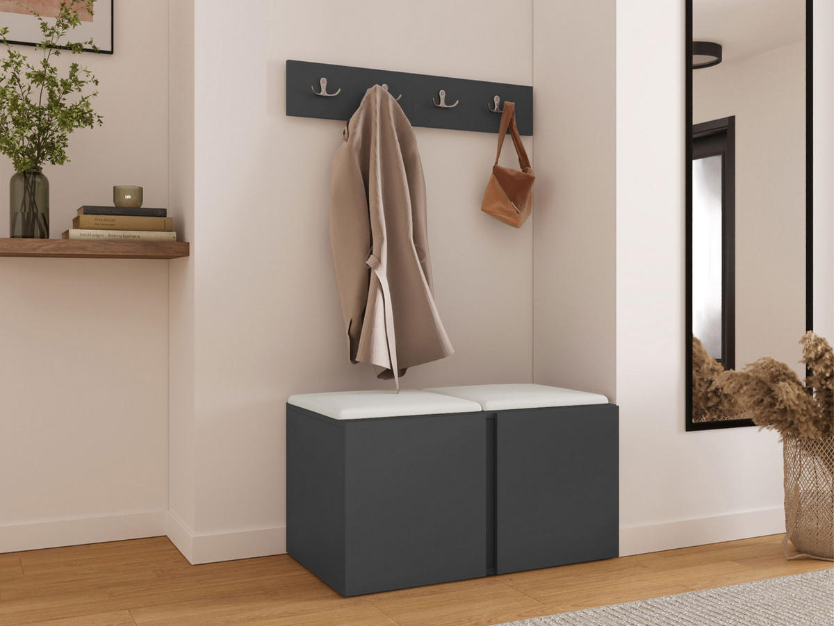 MOBILIER PENTRU HOL Orion VI - alb/grafit, material plastic/compozit lemnos (84/42/46cm) - MIRJAN24