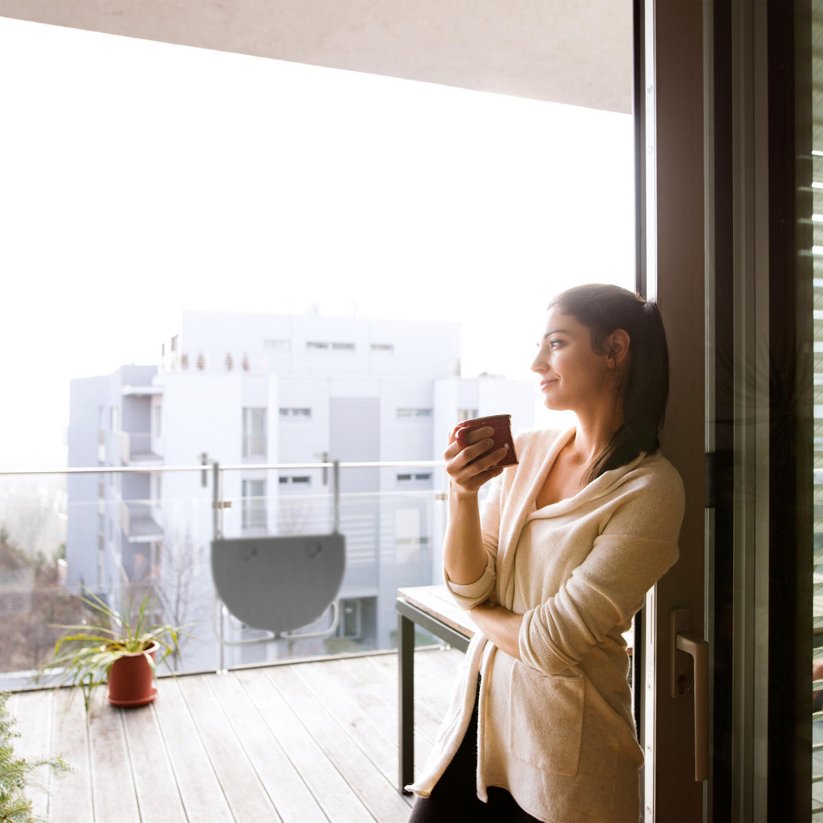 BALKONHÄNGETISCH - Grau, Kunststoff/Metall (63/59.5/84cm) - Relaxdays