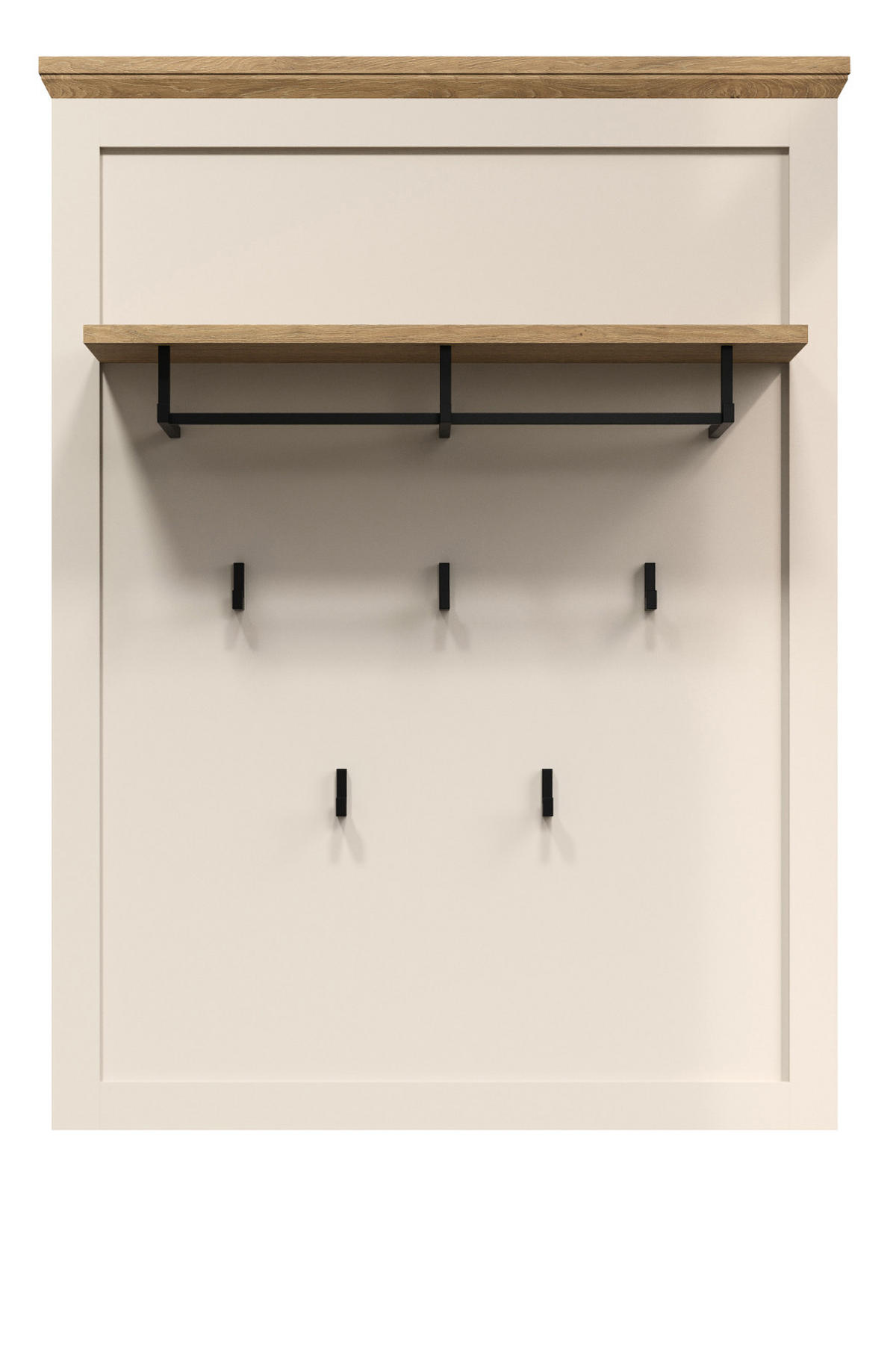 GARDEROBENPANEEL Kaschmir, Stein Eiche Landhaus 76 x 100 cm, Wandgarderobe mit Kleiderstange - Kaschmir/Eichefarben, Holzwerkstoff (76/100/26cm) - Top.Furn