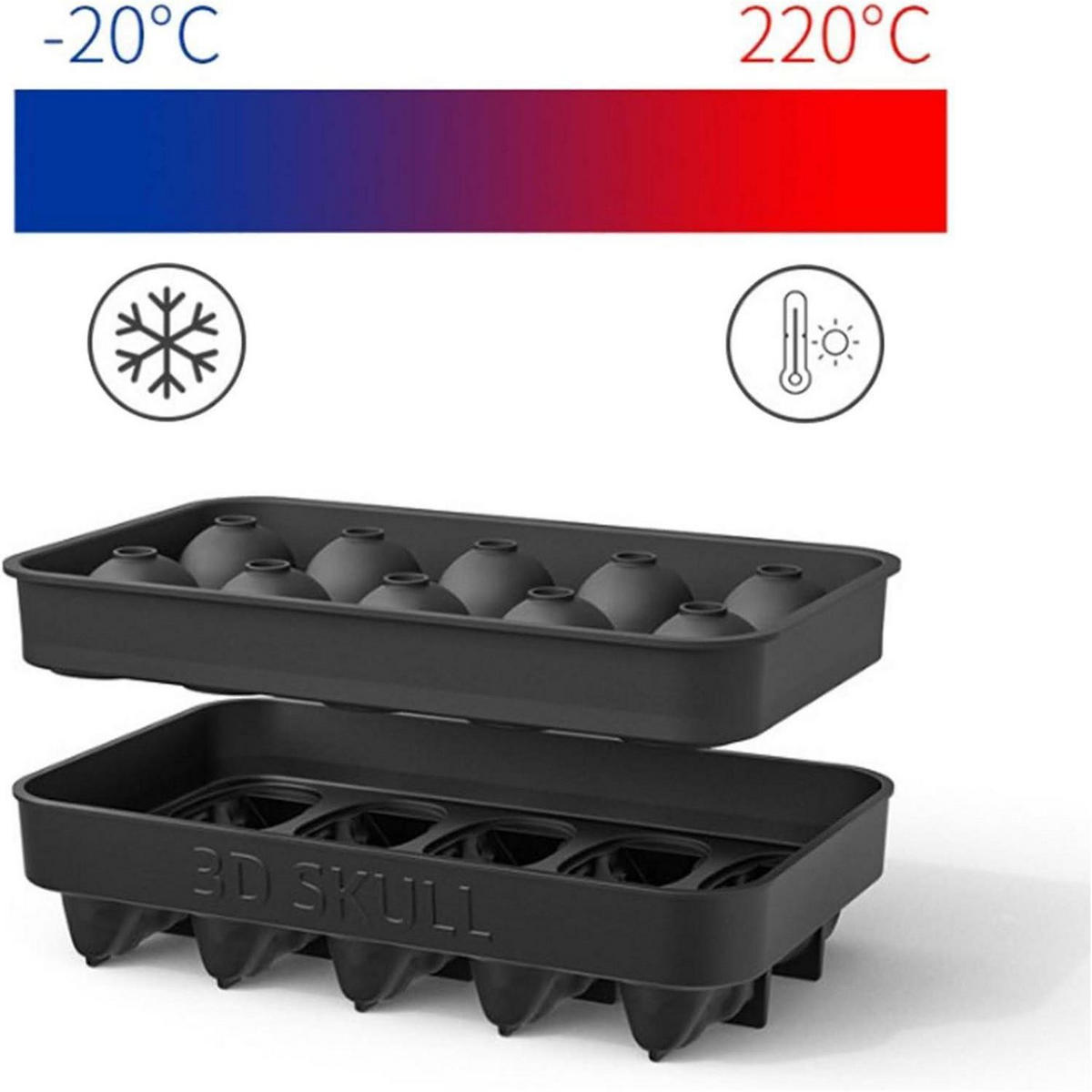 EISWÜRFELFORM Totenkopf 10-fach Set - Braun, Kunststoff (10.9/4.2/18.6cm)