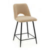 BARHOCKER ORO gepolsterter mit Steppung - beige - Boucle - Beige/Schwarz, Textil/Metall (48/94/55cm) - NEW HOME
