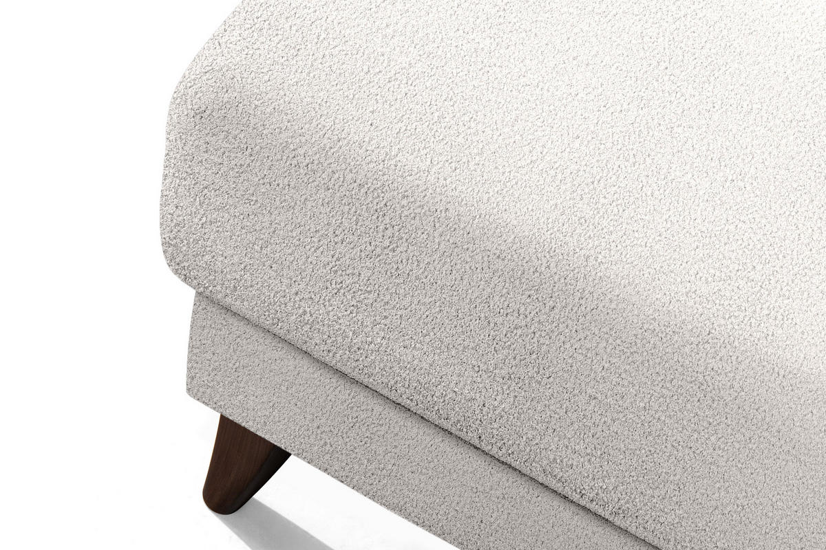 HOCKER GUSTAVO Bouclé, Weiß - Weiß, Holz/Holzwerkstoff (92/49/92cm) - KONSIMO®