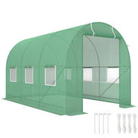 GEWÄCHSHAUS DE-11894 7 m² mit Tür & 6 Fenstern Grün - Grün, Metall (200/200/350cm) - ComfortXL