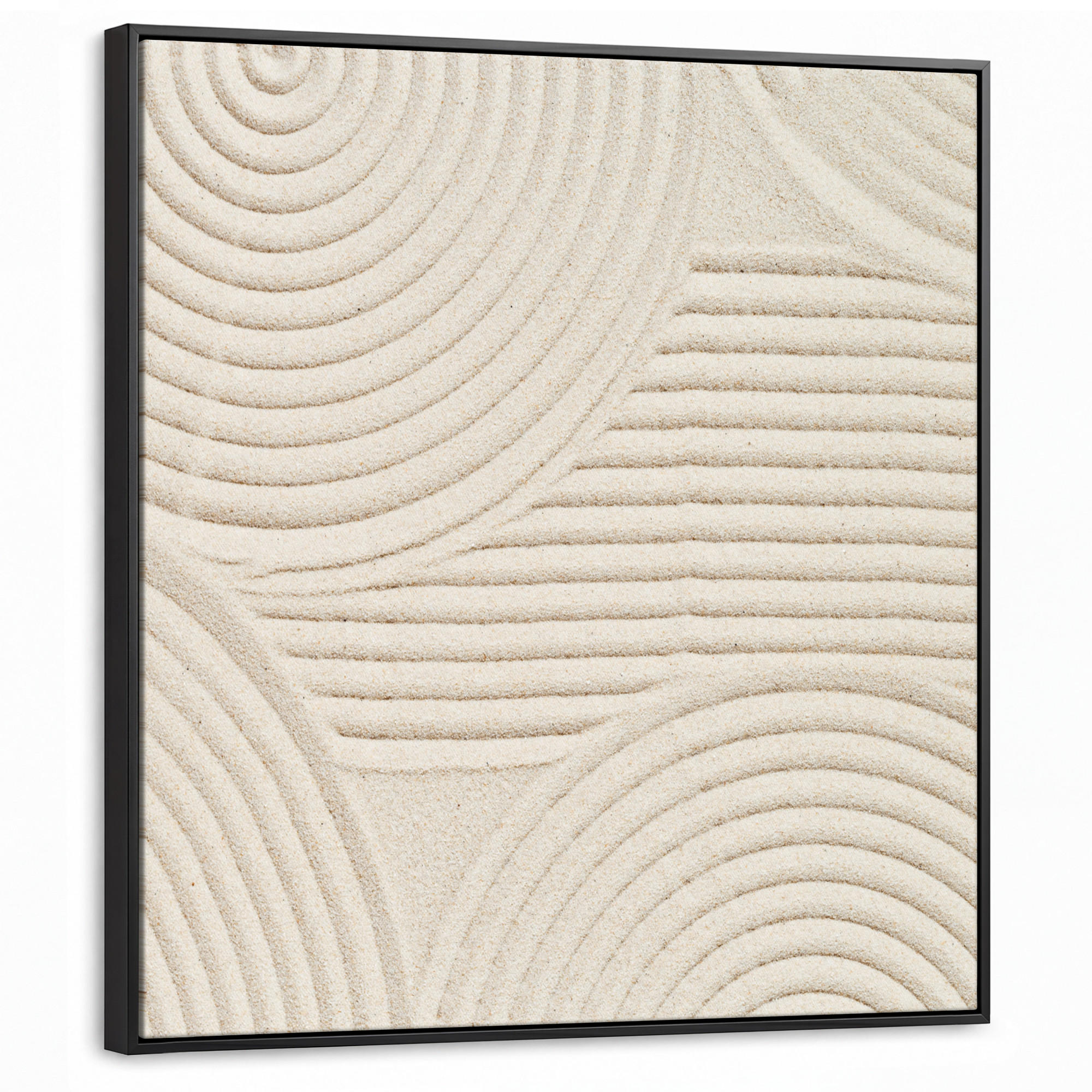LEINWAND Bilder mit Rahmen - Muster - Abstrakt - Weiß - 90x90 - Beige, Textil (90/90cm) - MuchoWow