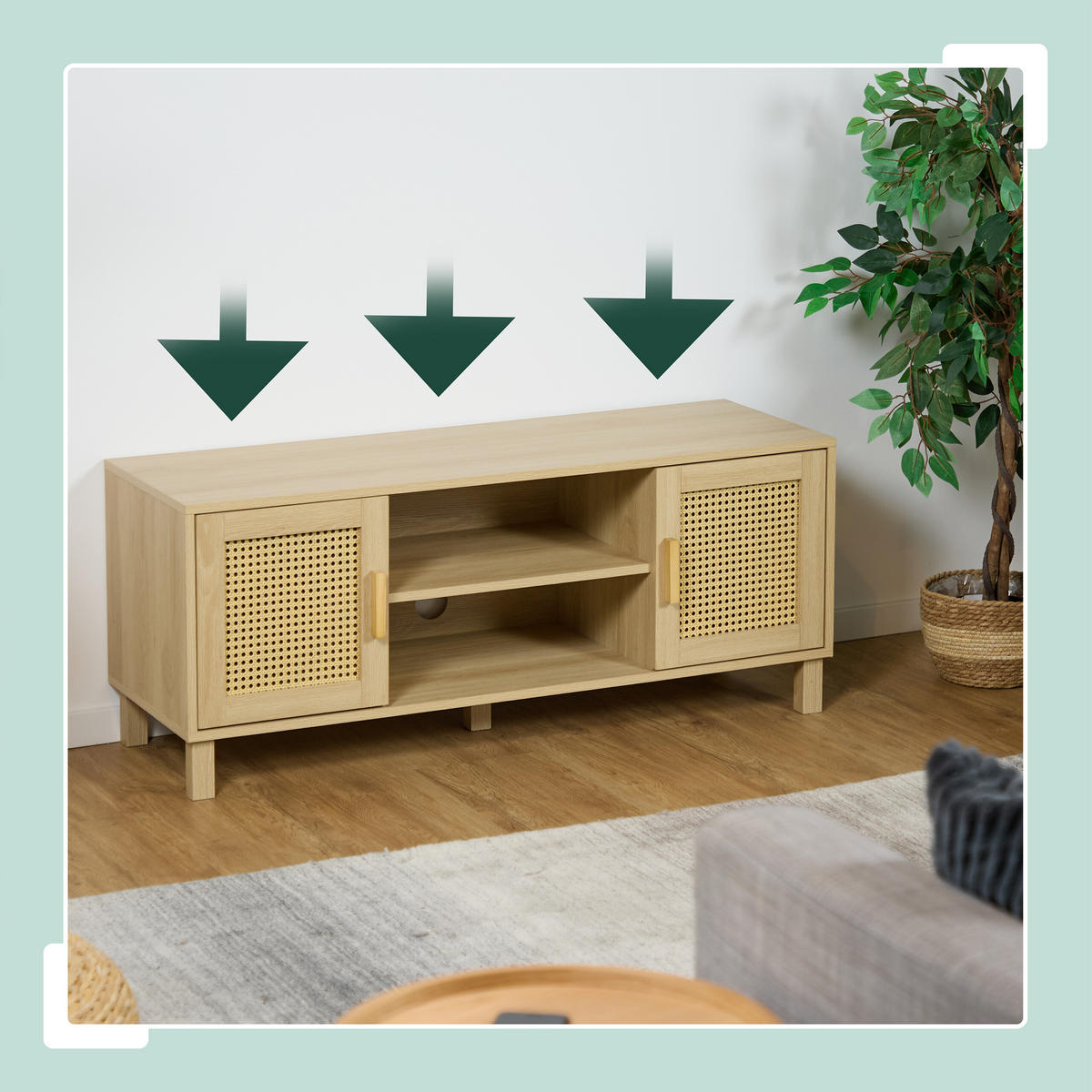 TV-LOWBOARD - Hellbraun, Holzwerkstoff/Kunststoff (115/48/40cm) - Relaxdays