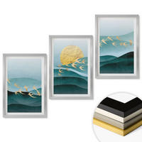 WANDBILDER 3er Set - 40x60 cm Silberner Rahmen - Abstrakte Sonnenuntergangslandschaften - Silberfarben, Kunststoff (40/60cm) - ArtPrintCave