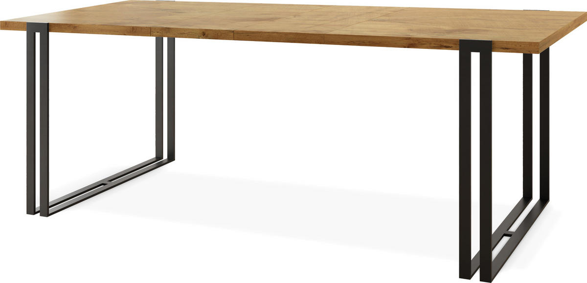 ESSTISCH Marco rechteckig ausziehbar, Lancelot Eiche 160-260/90/76 cm - Eichefarben/Schwarz, Holzwerkstoff/Metall (90/260/76cm) - WFL GROUP