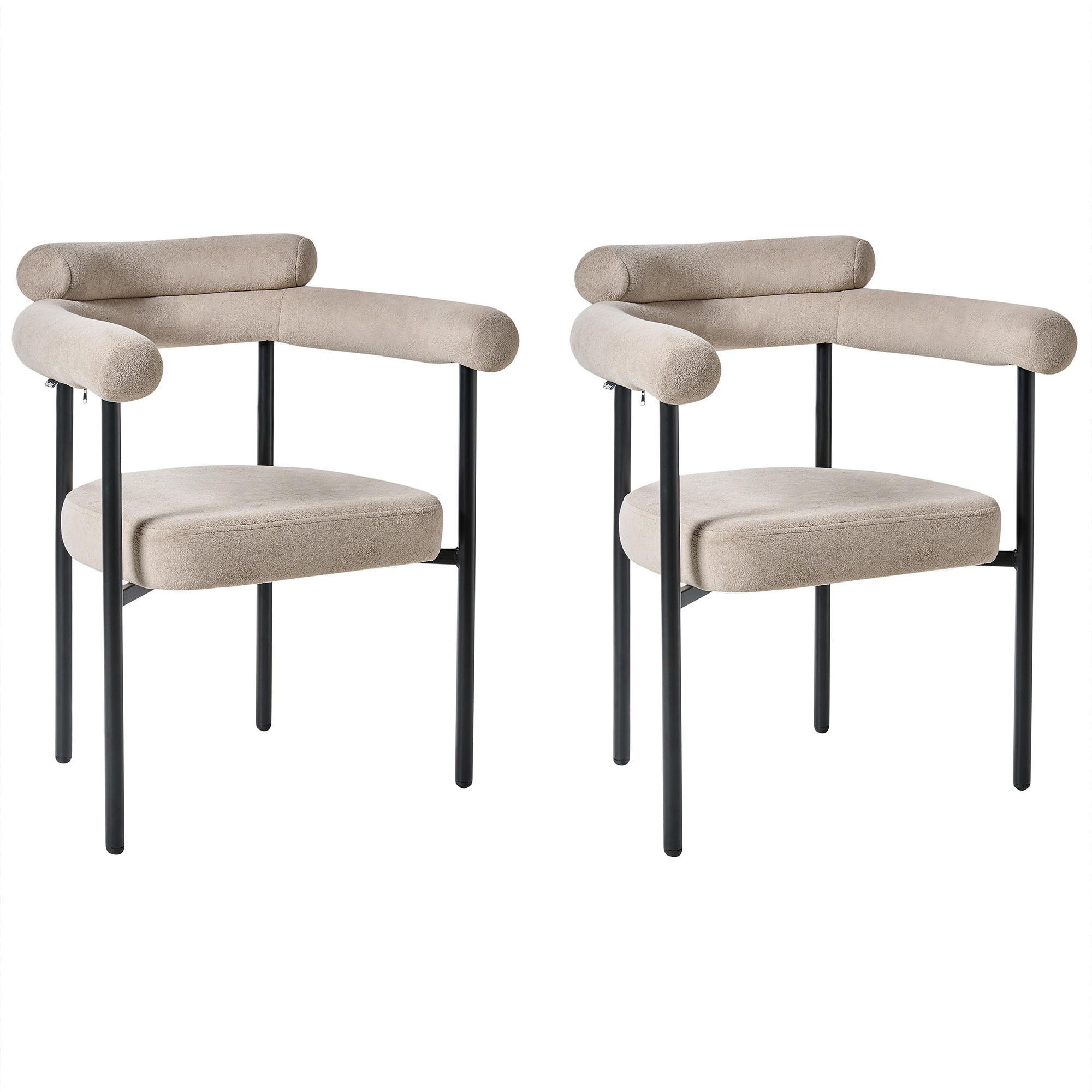 ESSZIMMERSTUHL 2er-Set Stoff Beige Lyney - Beige, Textil (70/83/59cm) - Beliani