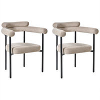 ESSZIMMERSTUHL 2er-Set Stoff Beige Lyney - Beige, Textil (70/83/59cm) - Beliani