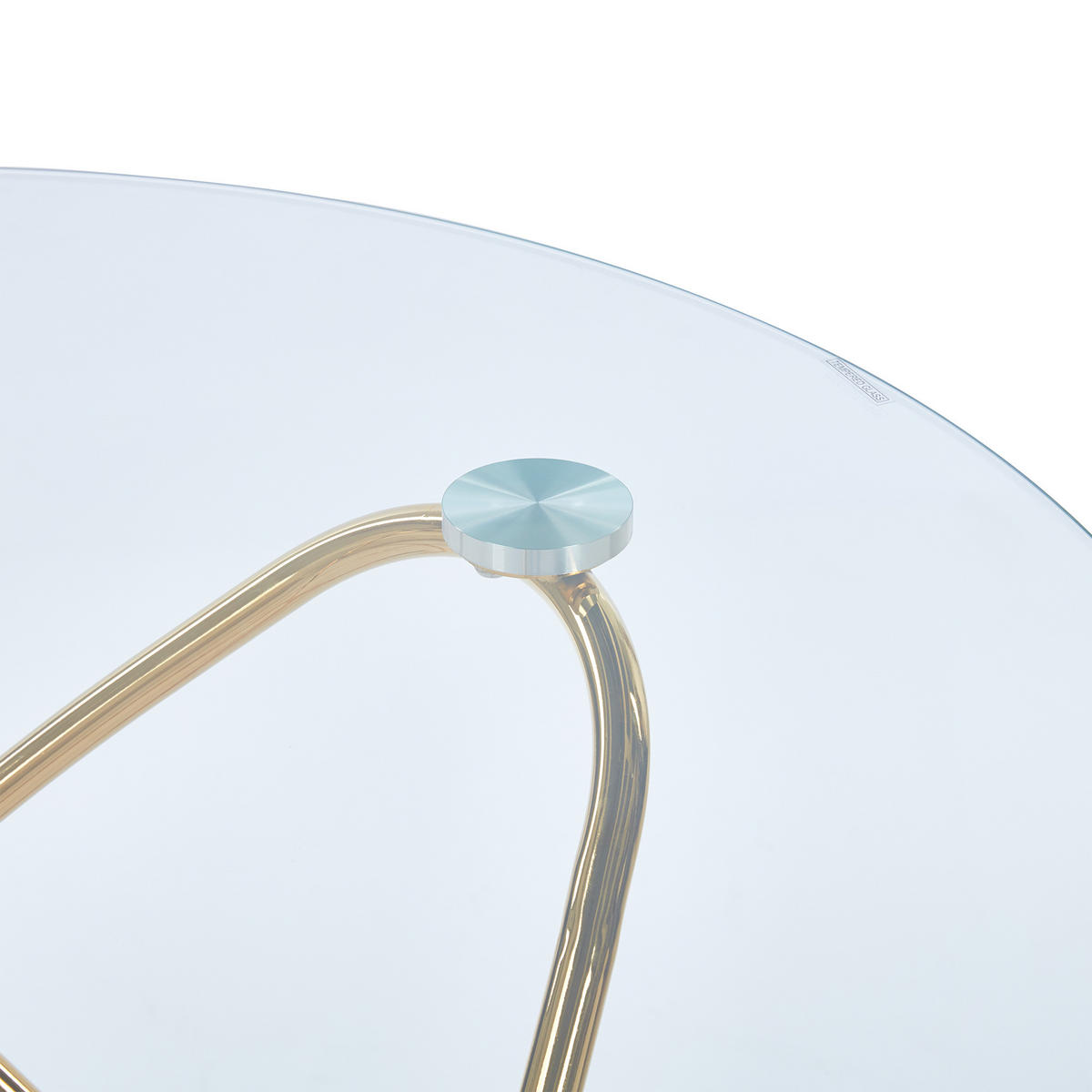 ESSTISCH gold aus Glas und Metall mit pflegeleichter Tischplatte - Goldfarben, Metall (80/80/75cm) - OKWISH