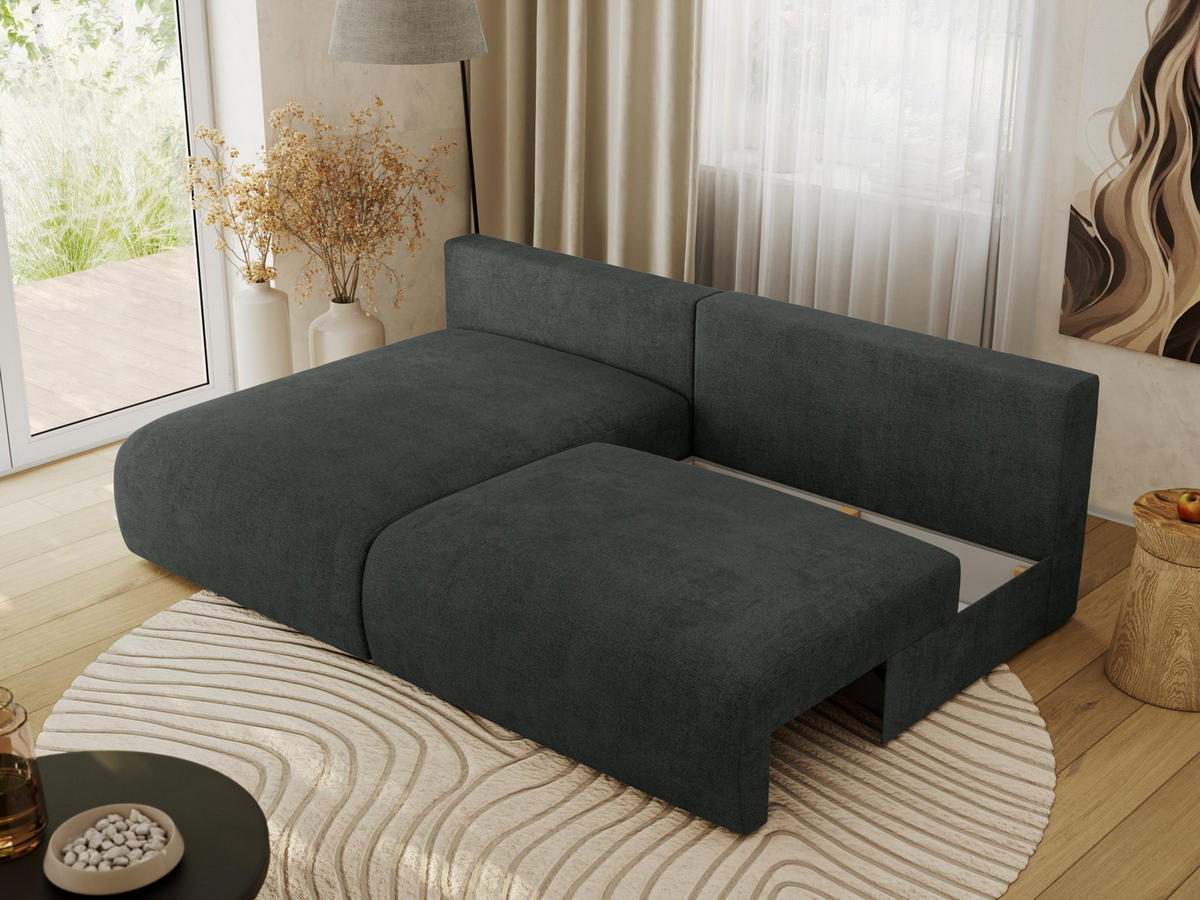 ECKSCHLAFSOFA VIVO L Dunkelgrau Struktur - links - Dunkelgrau/Schwarz, Kunststoff/Textil (223/150cm) - MKS
