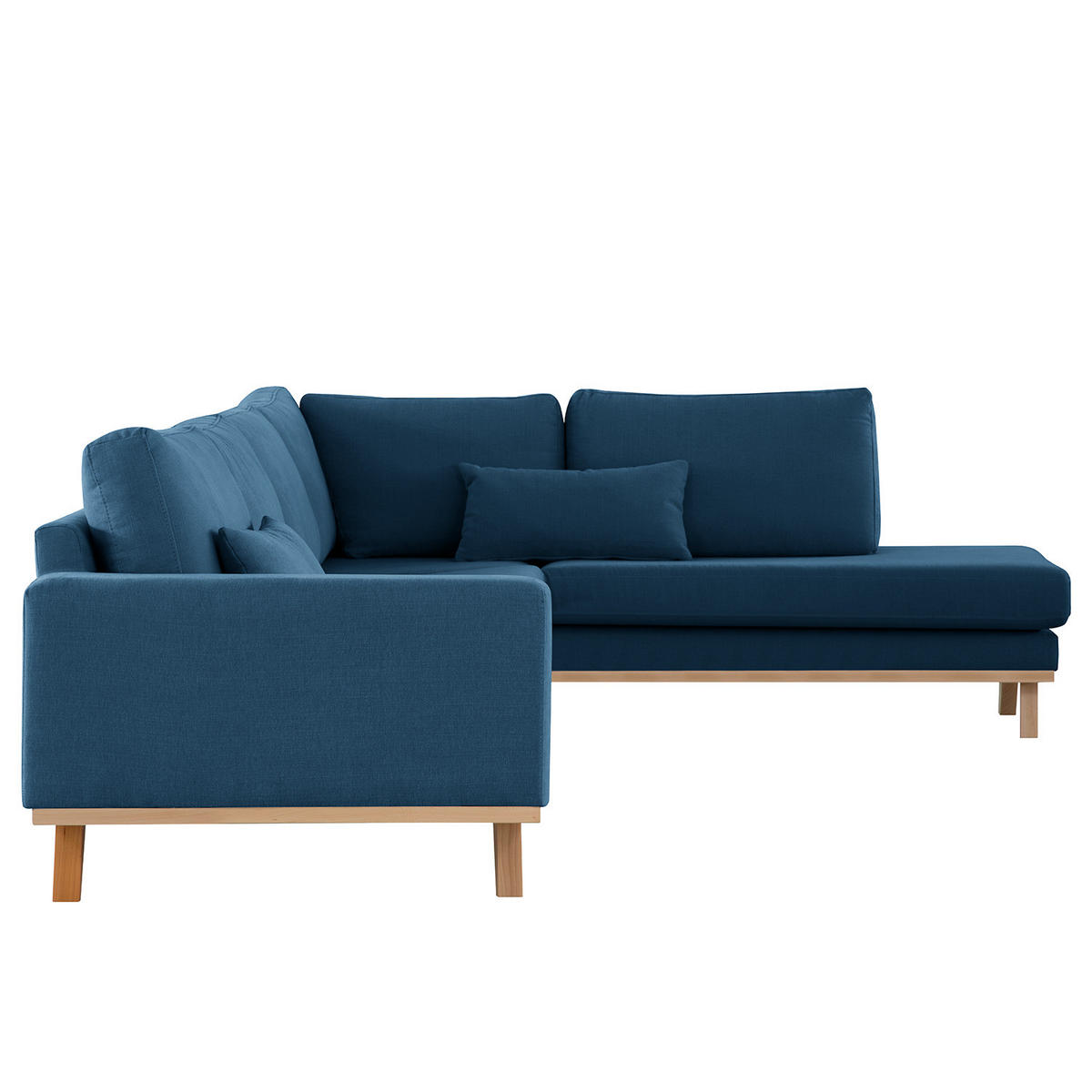 ECKSOFA mit Ottomane - Blau/Buchefarben, Buchenholz/Textil (287/219cm) - home24