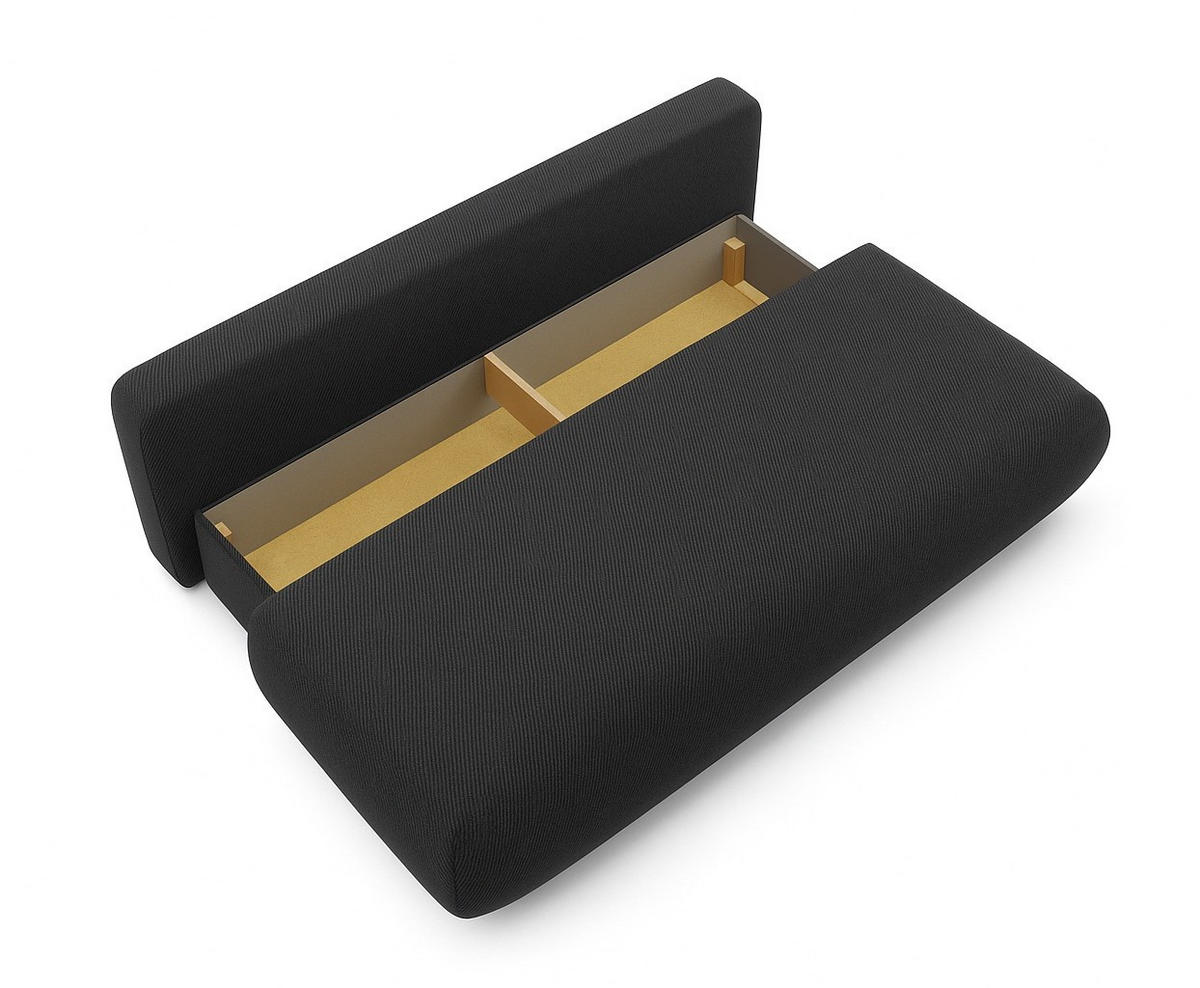 SOFA Schwarz OTO Ausziehbar Mit Bonnellfederung - Schwarz, Textil (206/90/92cm) - Sepro Meble