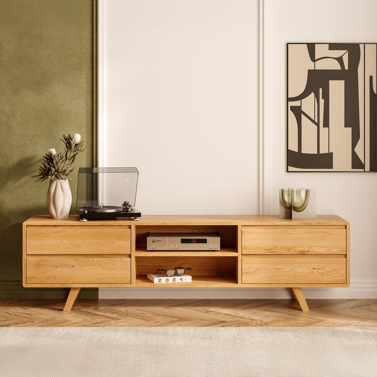 TV-SCHRANK Vela aus massivem Eichenholz 160 cm - Eichefarben/Naturfarben, Holz (160/55/45cm) - Danzz