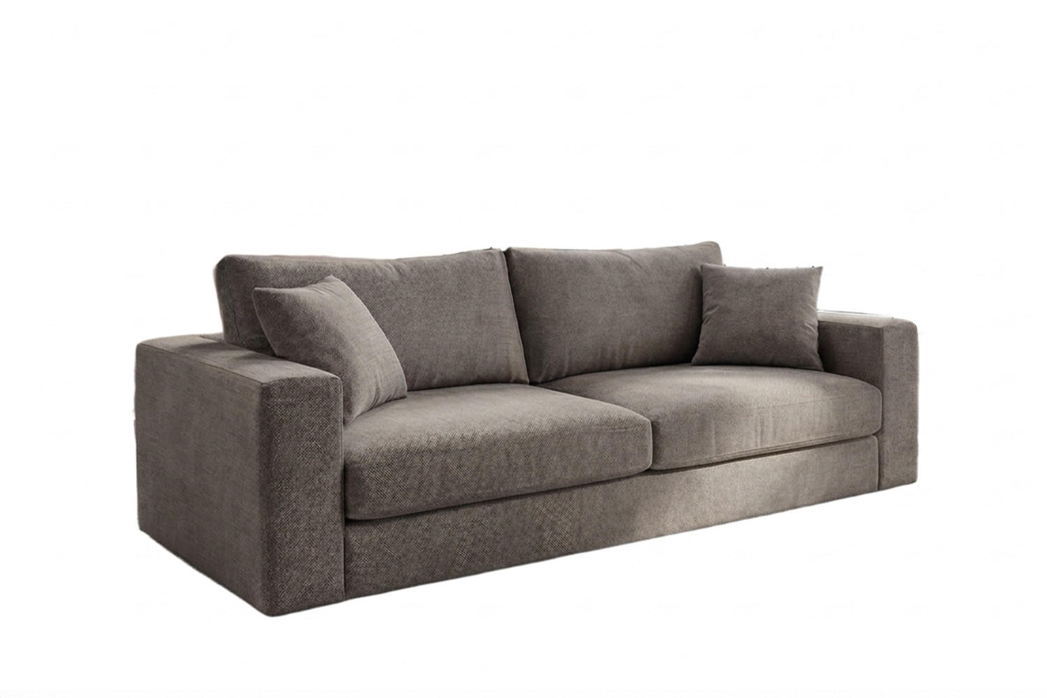 SOFA AMINA Taupe Flachgewebe - Taupe/Schwarz, Buchenholz/Textil (228/82/101cm) - KAWOLA