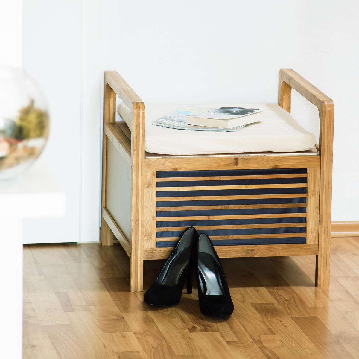 SITZHOCKER - Hellbraun, Holz/Holzwerkstoff (93.5/50/48cm) - Relaxdays