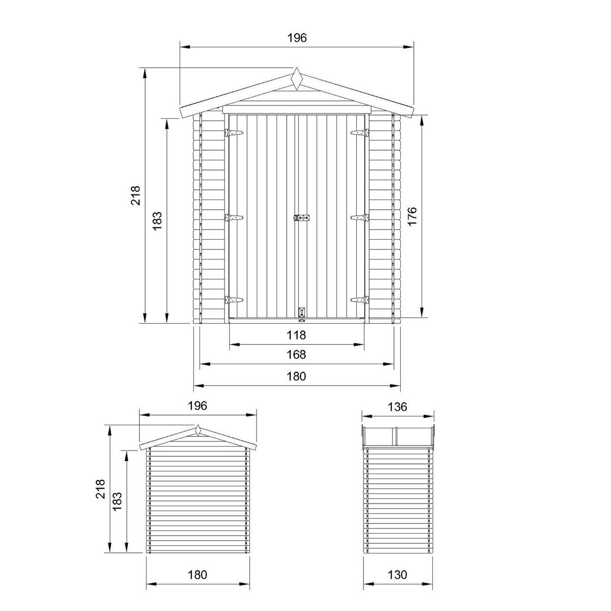 GARTENHAUS HOLZ M367C1 1,98 m² - Naturfarben, Holz (196/218/136cm) - Timbela