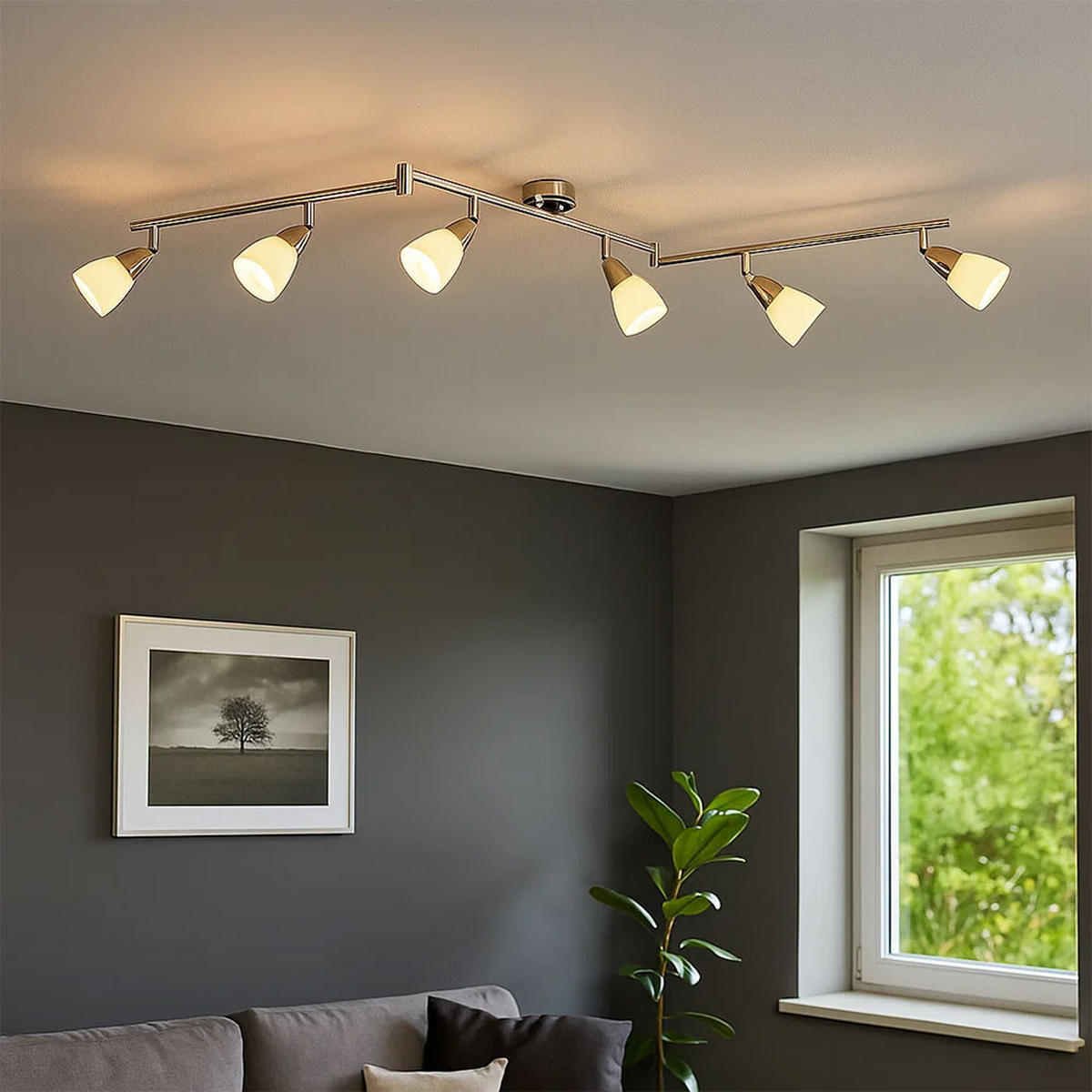 LED DECKENLEUCHTE Metall Chrom Silber - Silberfarben, Glas (145/8.5/19.5cm) - Globo Lighting