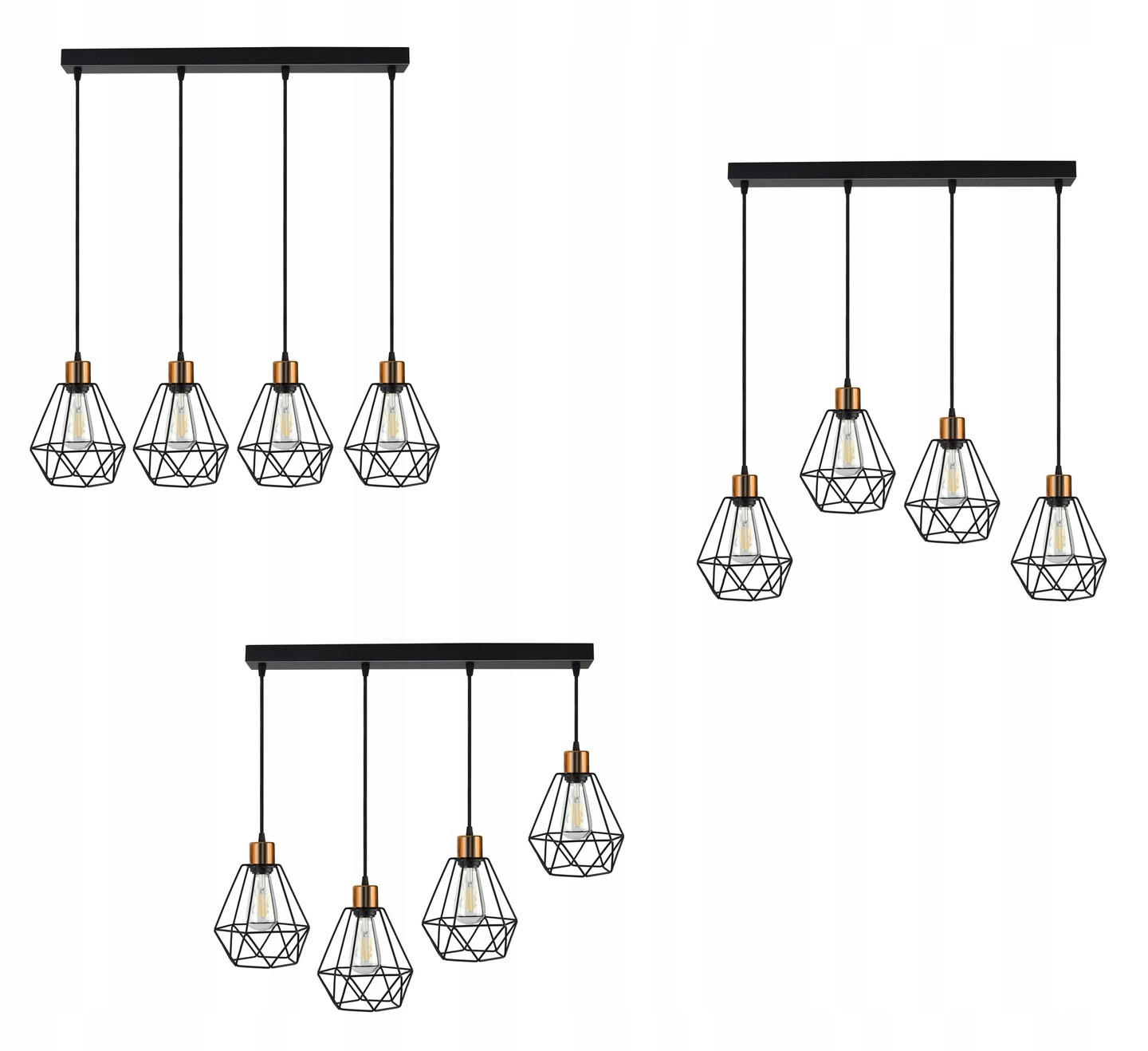 PENDELLEUCHTE EDISON II - Goldfarben/Schwarz, Metall (20/98/100cm) - kiki design