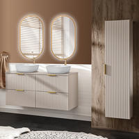 BADMÖBEL-SET 4-TLG. Adelaide-56 - Beige, Holzwerkstoff (185/200/47cm) - Lomado