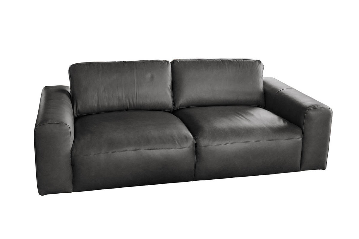 SOFA BODHI Schwarz Leder - Schwarz, Leder/Kunststoff (242/80/110cm) - KAWOLA