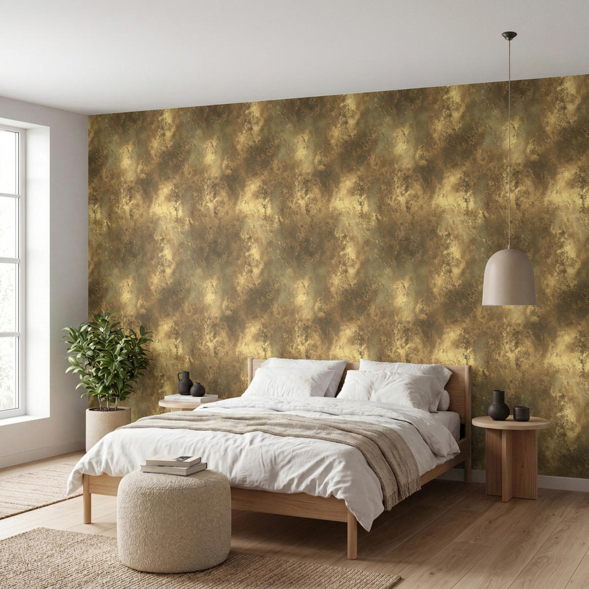 TAPETE - Antik - Metallic-Look - Gold - 500x200 cm - Messingfarben, Papier (500/200cm) - OnlyWow