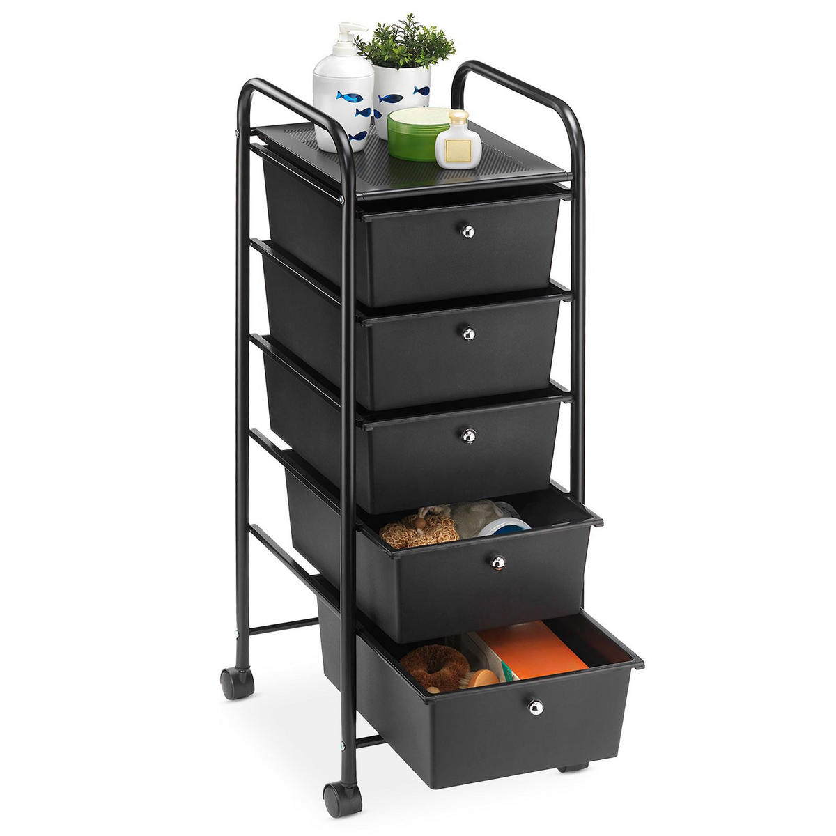BADROLLWAGEN GINA - Schwarz, Kunststoff/Metall (33/94/40cm) - IDIMEX