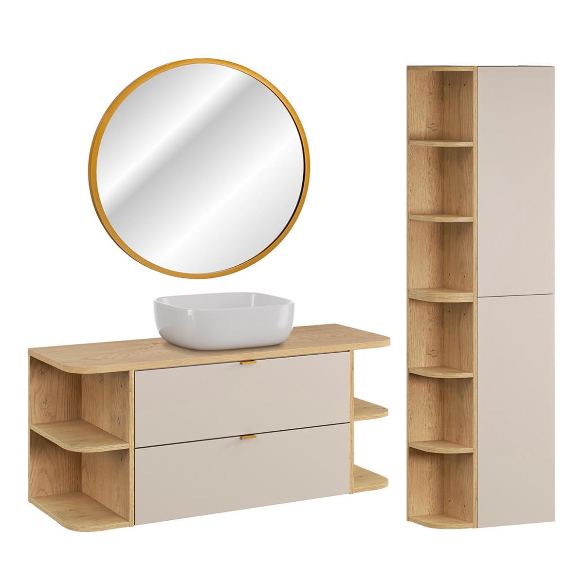 BADMÖBEL 120.4cm Azel 2er-Set Kaschmir - Beige, Holzwerkstoff (120.4/52/46cm) - Petits-meubles