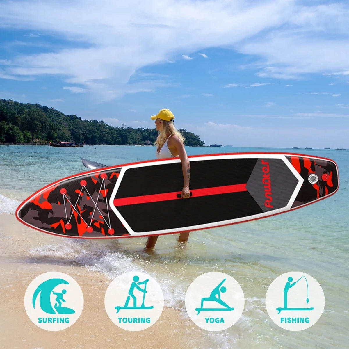STAND-UP PADDLE BOARD FW32A 350X84X15CM - Rot/Schwarz, Kunststoff (84/350cm) - Kaket
