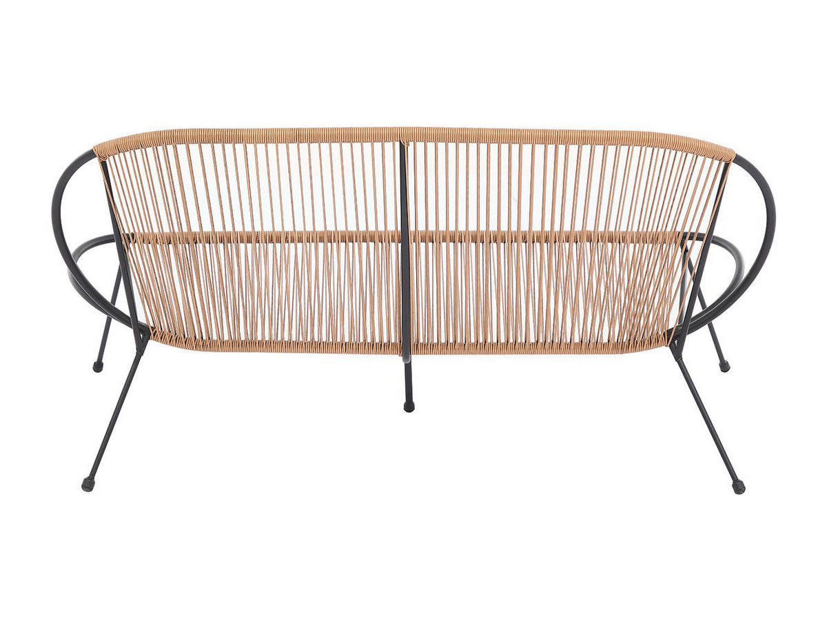 GARTENBANK - 2 Personen - Harz - Schwarz, Naturfarben Hell - - Schwarz/Naturfarben, Kunststoff (147/75/77cm) - Vente-Unique