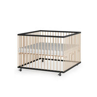 LAUFGITTER 100x100 cm mit Matratze - schwarz/natur - Premium Kollektion - Schwarz/Naturfarben, Holz (100/74/100cm) - Sämann – make a difference.